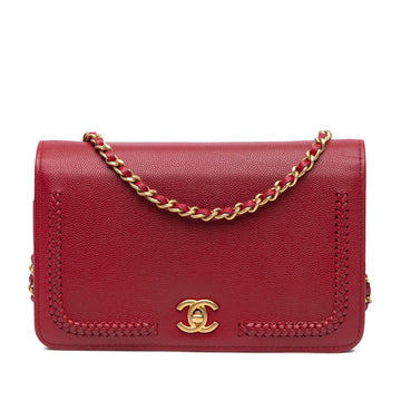 Top Quality Chanel CC Caviar Braided Trim Wallet On Chain (SHG-F9vaqu)