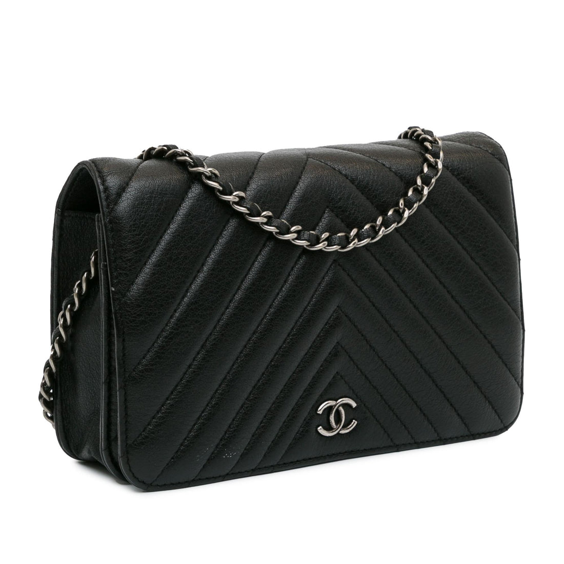 Top Quality Chanel CC Chevron Calfskin Wallet On Chain (SHG-Q3rRL6)