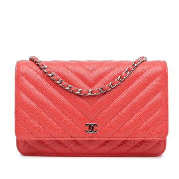 Top Quality Chanel CC Chevron Caviar Wallet On Chain (SHG-Z8eO2B)