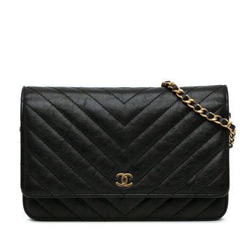 Top Quality Chanel CC Chevron Lambskin Wallet On Chain (SHG-68tvq5)