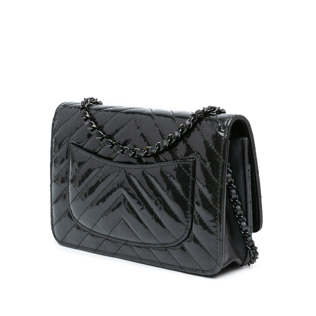 Top Quality Chanel CC Chevron Quilted Crumpled Calfskin Wallet On Chain (SHG-Ad87DZ)