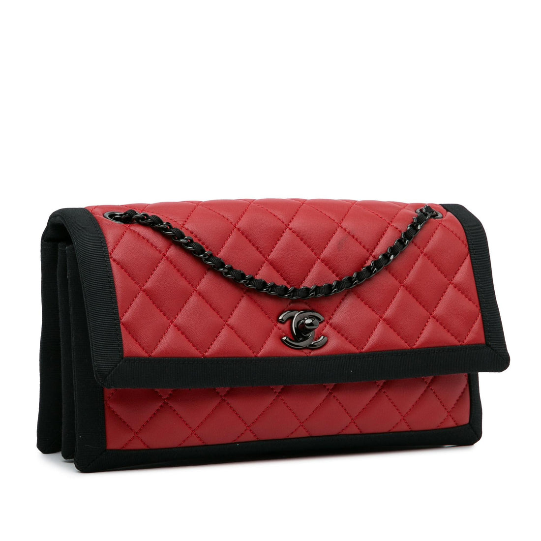 Top Quality Chanel CC Grossgrain trim Lambskin Flap Shoulder Bag (SHG-WgMMmb)