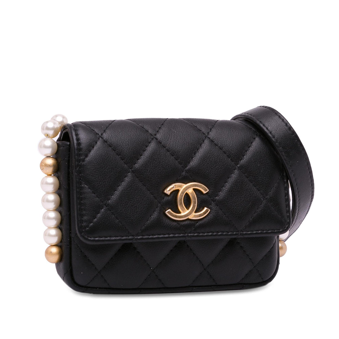 Top Quality Chanel CC Lambskin About Pearls Card Holder On Chain (SHG-aVDLOG)