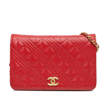 Top Quality Chanel CC Mixed Quilt Caviar Wallet On Chain (SHG-EMMEFL)