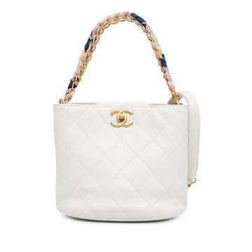 Top Quality Chanel CC Quilted Caviar Chain Scarf Handle Bucket Bag (SHG-AuAIp1)