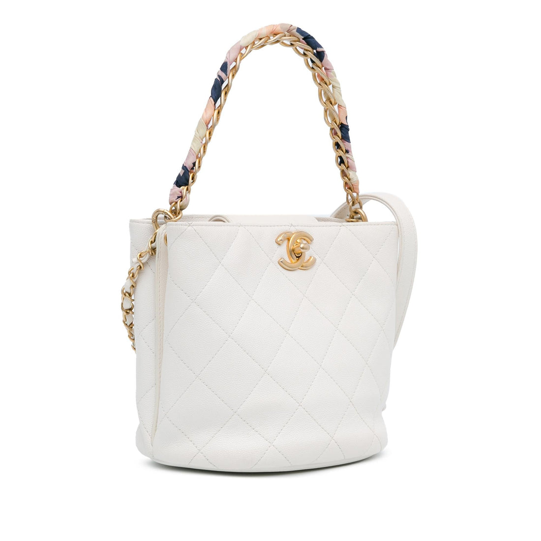Top Quality Chanel CC Quilted Caviar Chain Scarf Handle Bucket Bag (SHG-xHyisr)