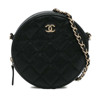 Top Quality Chanel CC Quilted Caviar Round Clutch With Chain (SHG-Uqg8kK)