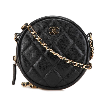 Top Quality Chanel CC Quilted Caviar Round Clutch With Chain (SHG-Hj86ce)