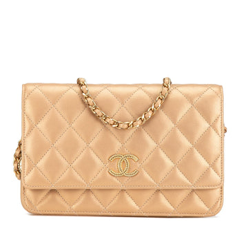 Top Quality Chanel CC Quilted Lambskin Coin Charm Wallet on Chain (SHG-2rgo8c)