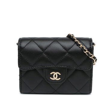 Top Quality Chanel CC Quilted Lambskin Flap Card Holder On Chain (SHG-nIBnCq)