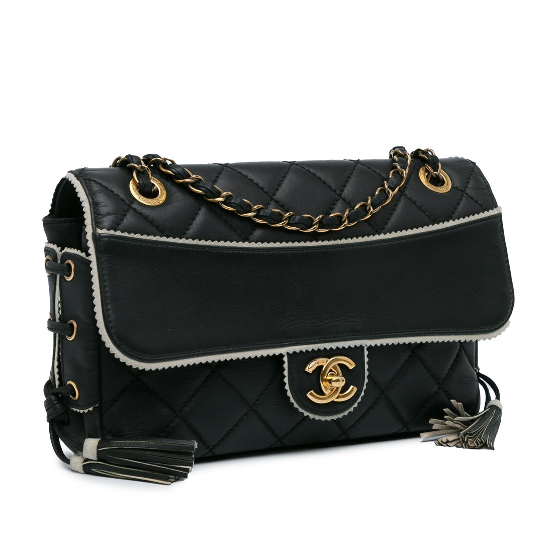 Top Quality Chanel CC Quilted Lambskin Tassel and Border Embellished Flap Bag (SHG-anFwRO)