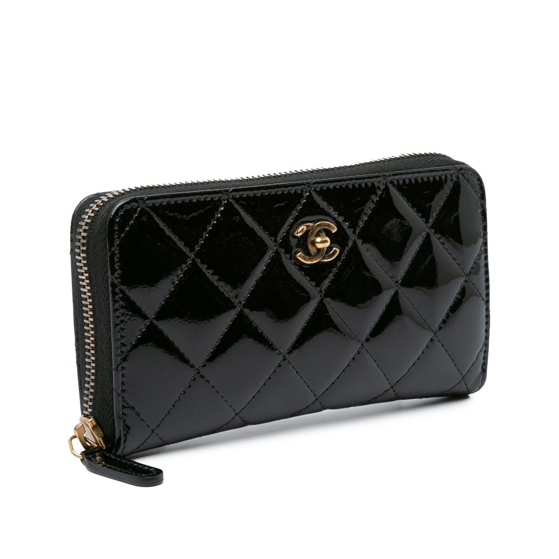 Top Quality Chanel CC Quilted Patent Zip Around Long Wallet (SHG-OZKSJN)