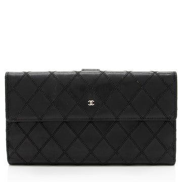 Top Quality Chanel Calfskin Diamond Wild Stitch French Purse Wallet (SHF-snVzTa)