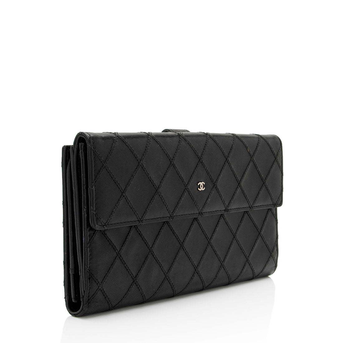 Top Quality Chanel Calfskin Diamond Wild Stitch French Purse Wallet (SHF-snVzTa)