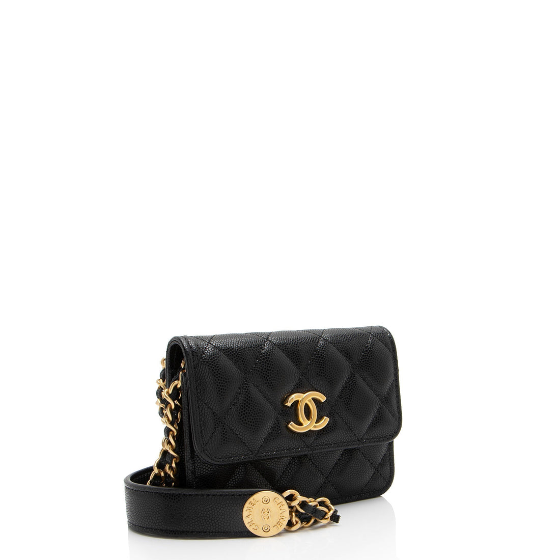 Top Quality Chanel Caviar Leather Twist You Buttons Chain Belt Bag (SHF-6GNxkq)