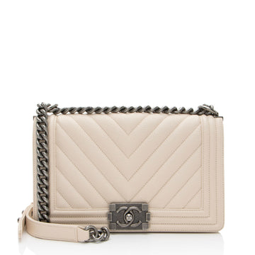 Top Quality Chanel Chevron Caviar Leather Old Medium Boy Bag (SHF-00KAcN)