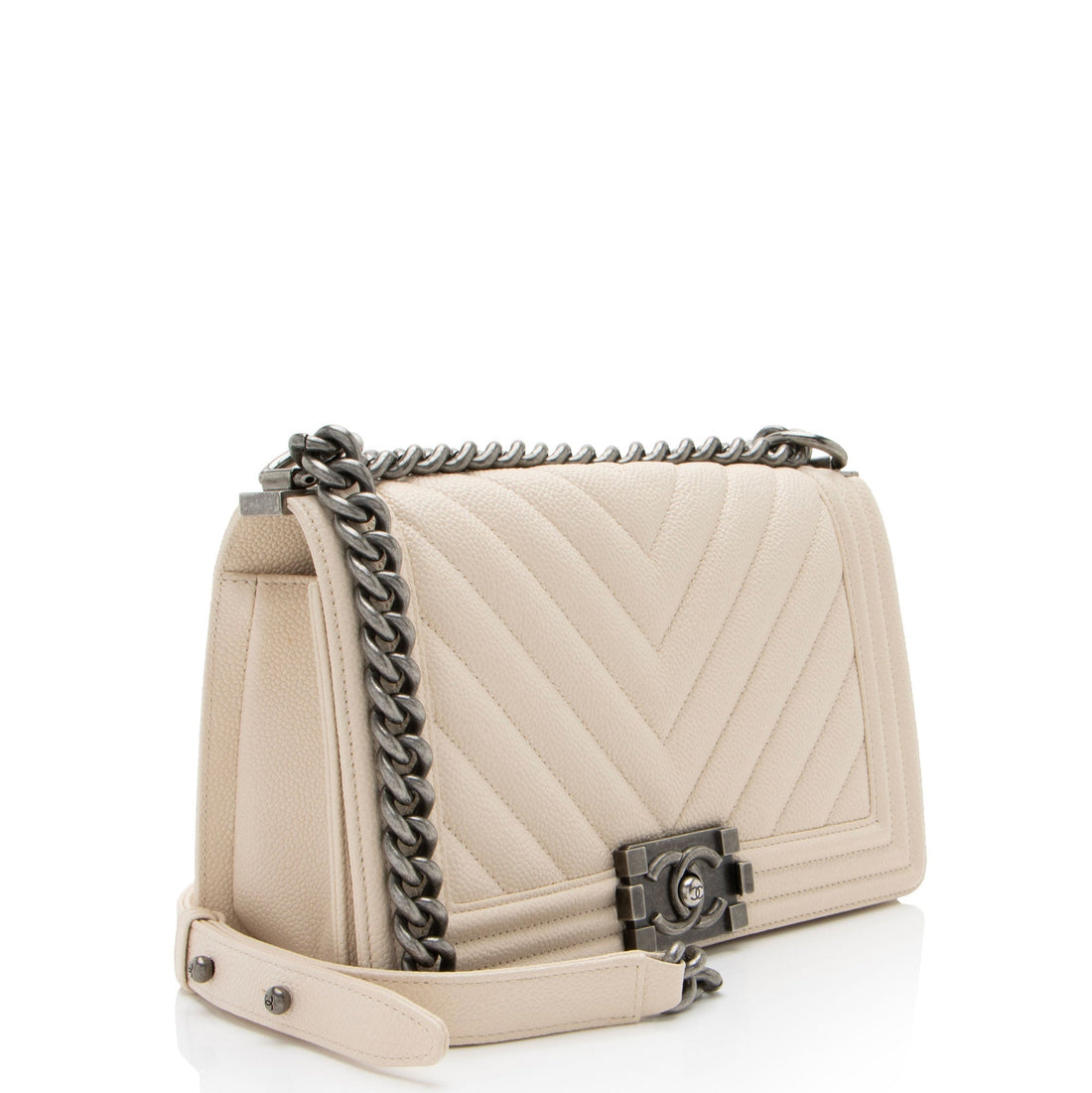 Top Quality Chanel Chevron Caviar Leather Old Medium Boy Bag (SHF-00KAcN)