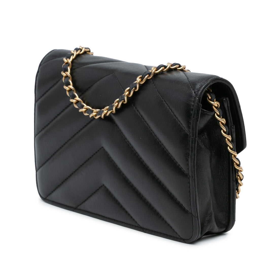 Top Quality Chanel Chevron Lambskin Button Wallet On Chain (SHG-pnpkKQ)