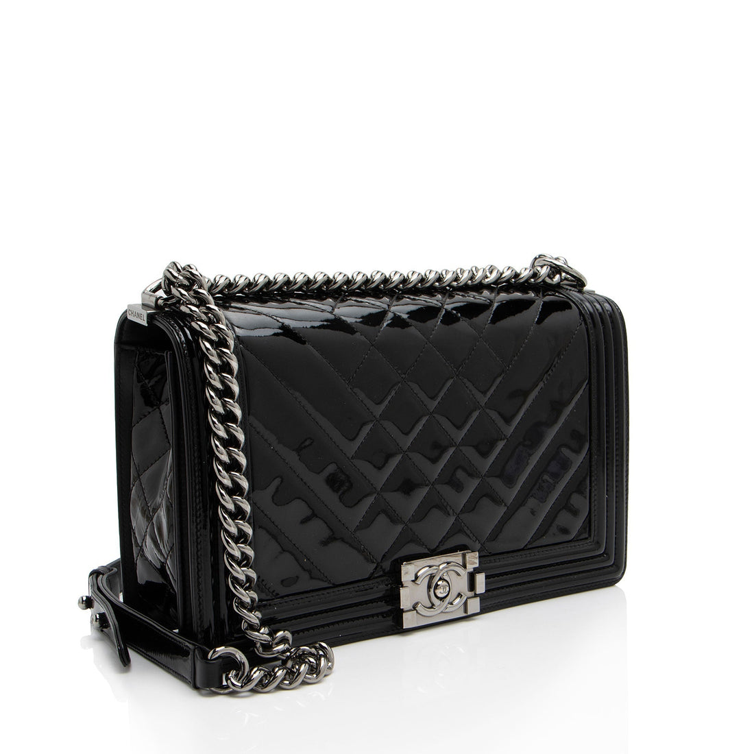 Top Quality Chanel Chevron Patent Leather New Medium Boy Bag (SHF-NB6JRi)