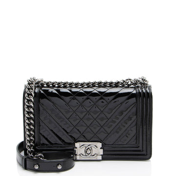 Top Quality Chanel Chevron Patent Leather Old Medium Boy Bag (SHF-2P3jRA)