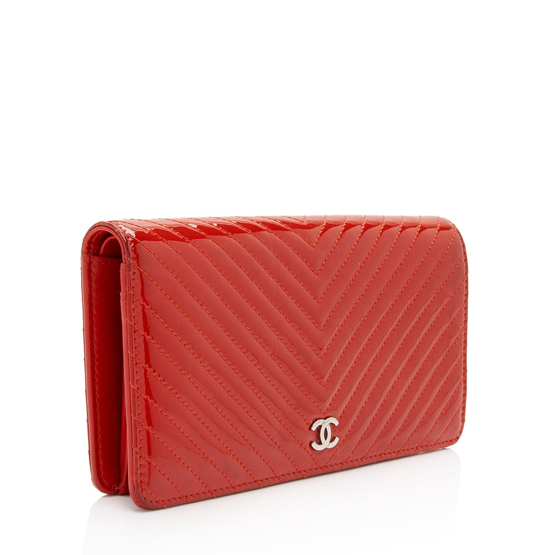 Top Quality Chanel Chevron Patent Leather Yen Wallet (SHF-dr7rcl)