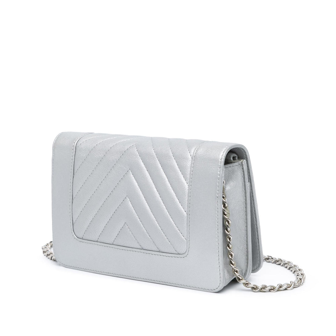 Top Quality Chanel Chevron Quilted Metallic Lambskin Mademoiselle Wallet On Chain (SHG-FfiJ5Z)