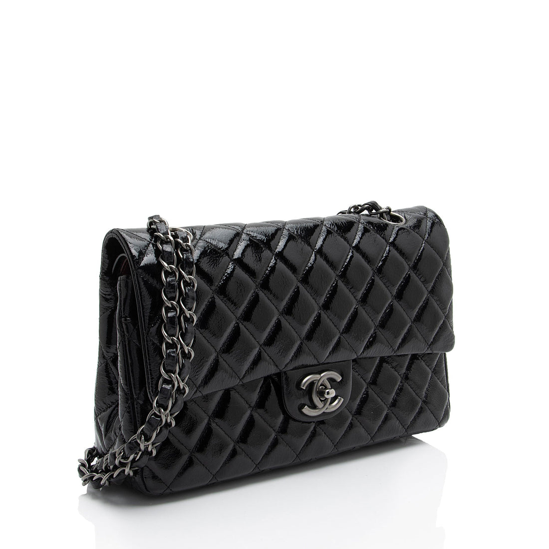Top Quality Chanel Crumpled Patent Leather Classic Medium Double Flap Bag (SHF-Bt2Jh2)