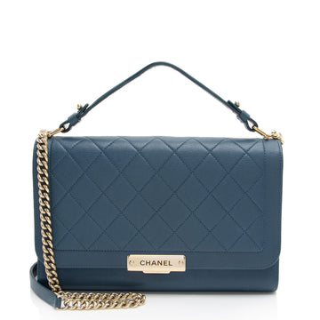 Top Quality Chanel Grained Calfskin Label Click Large Shoulder Bag (SHF-vwMSPi)