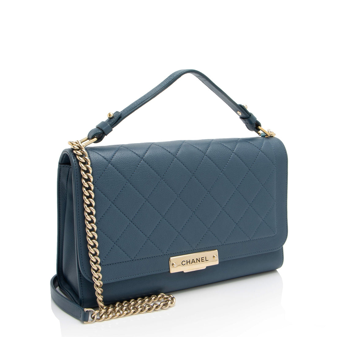 Top Quality Chanel Grained Calfskin Label Click Large Shoulder Bag (SHF-vwMSPi)