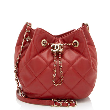 Top Quality Chanel Lambskin CC Drawstring Mini Chain Bucket Bag (SHF-lV4nFp)