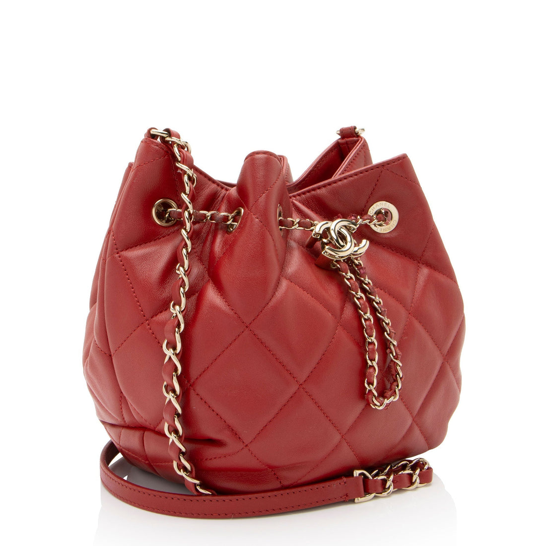 Top Quality Chanel Lambskin CC Drawstring Mini Chain Bucket Bag (SHF-lV4nFp)