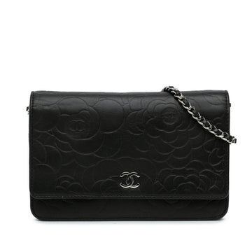 Top Quality Chanel Lambskin Camellia Embossed Wallet On Chain (SHG-zvZjrf)
