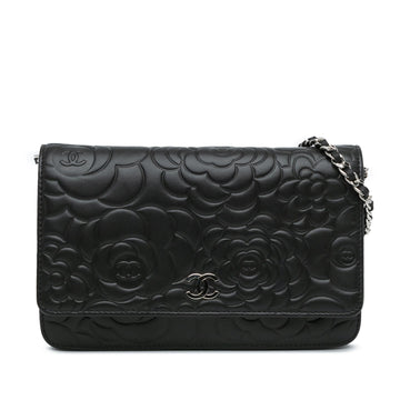 Top Quality Chanel Lambskin Camellia Embossed Wallet On Chain (SHG-Jgwe48)