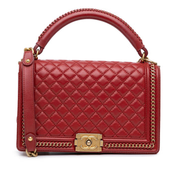 Top Quality Chanel Large Calfskin Boy Chain Around Top Handle Flap (SHG-PLnRDp)