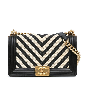 Top Quality Chanel Medium Braided Chevron Cotton and Lambskin Boy Flap (SHG-GnvvRY)