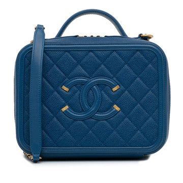 Top Quality Chanel Medium CC Filigree Caviar Vanity Case (SHG-R0dFDb)