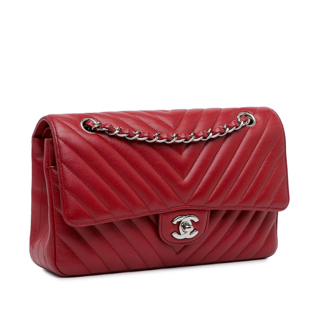 Top Quality Chanel Medium Classic Chevron Caviar Double Flap (SHG-cCtiFC)