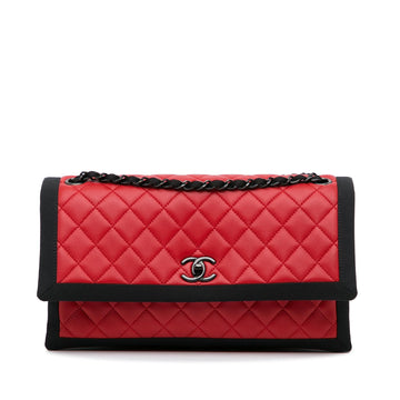 Top Quality Chanel Medium Quilted Lambskin Grosgrain Two Tone Flap Bag (SHG-Sls2WK)