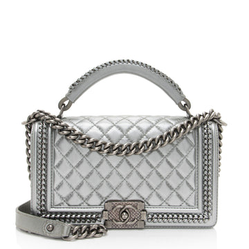 Top Quality Chanel Metallic Aged Calfskin Chain Top Handle Medium Boy Bag (SHF-RO5g92)