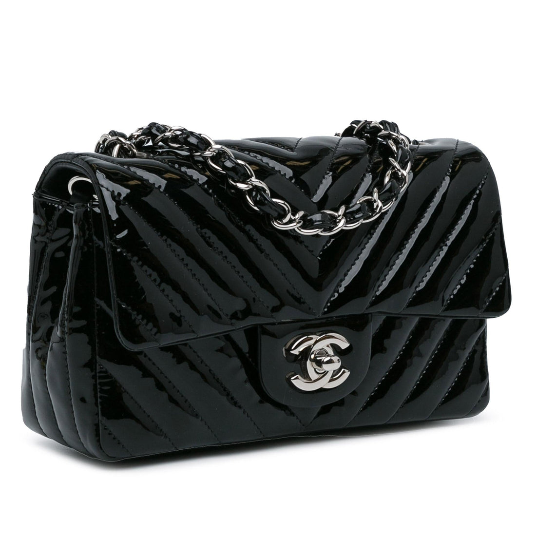 Top Quality Chanel Mini Rectangular Classic Chevron Patent Single Flap (SHG-3MlT53)