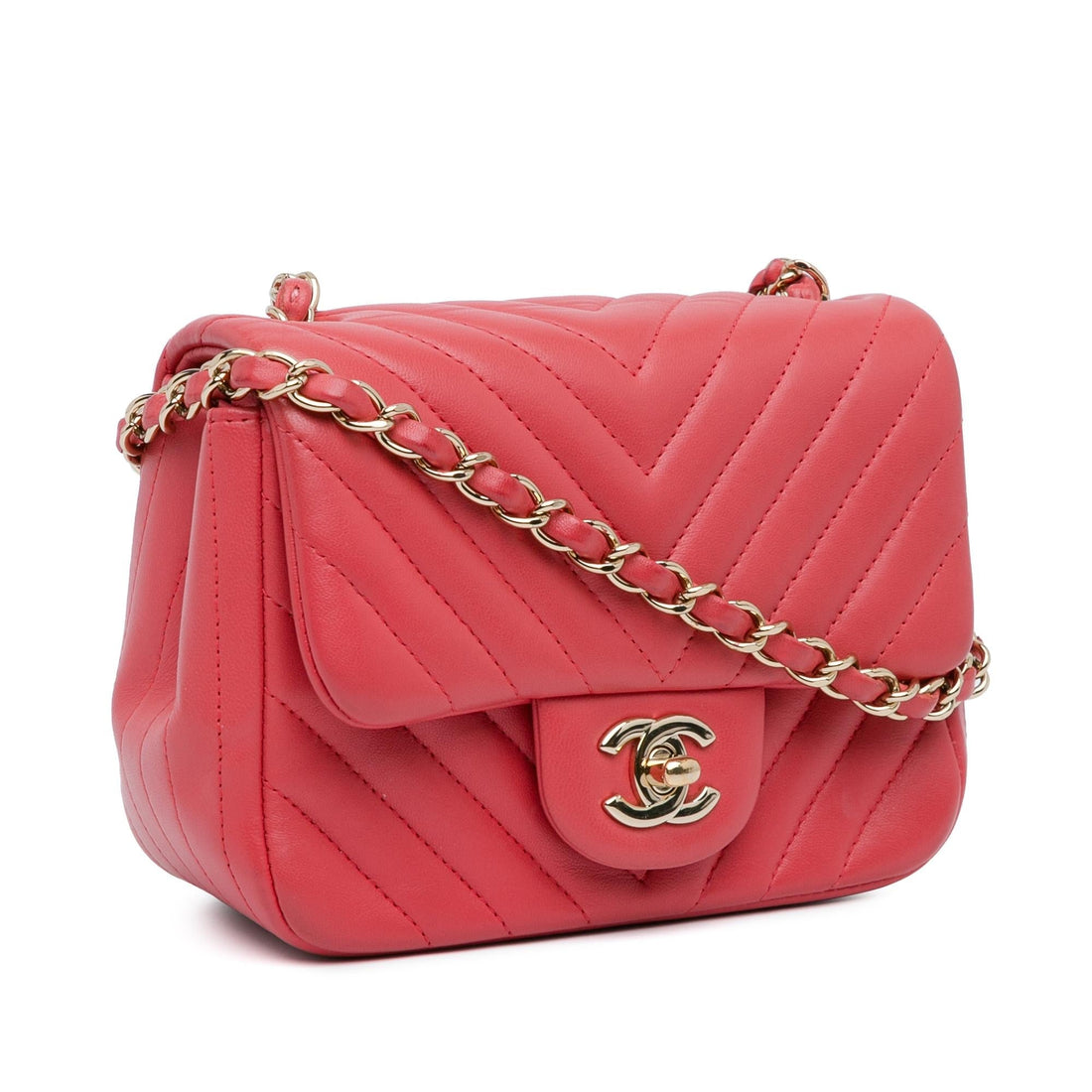 Top Quality Chanel Mini Square Classic Chevron Lambskin Flap (SHG-8Ryymc)