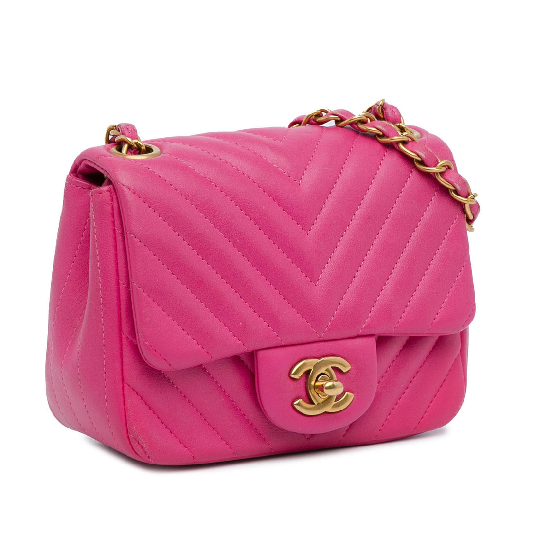 Top Quality Chanel Mini Square Classic Chevron Lambskin Flap (SHG-sknHKI)