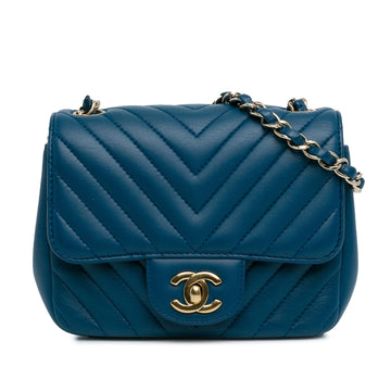 Top Quality Chanel Mini Square Classic Chevron Lambskin Single Flap (SHG-Vx8JKw)