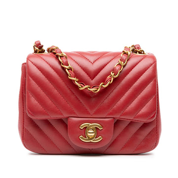 Top Quality Chanel Mini Square Classic Chevron Lambskin Single Flap (SHG-zw7AUf)
