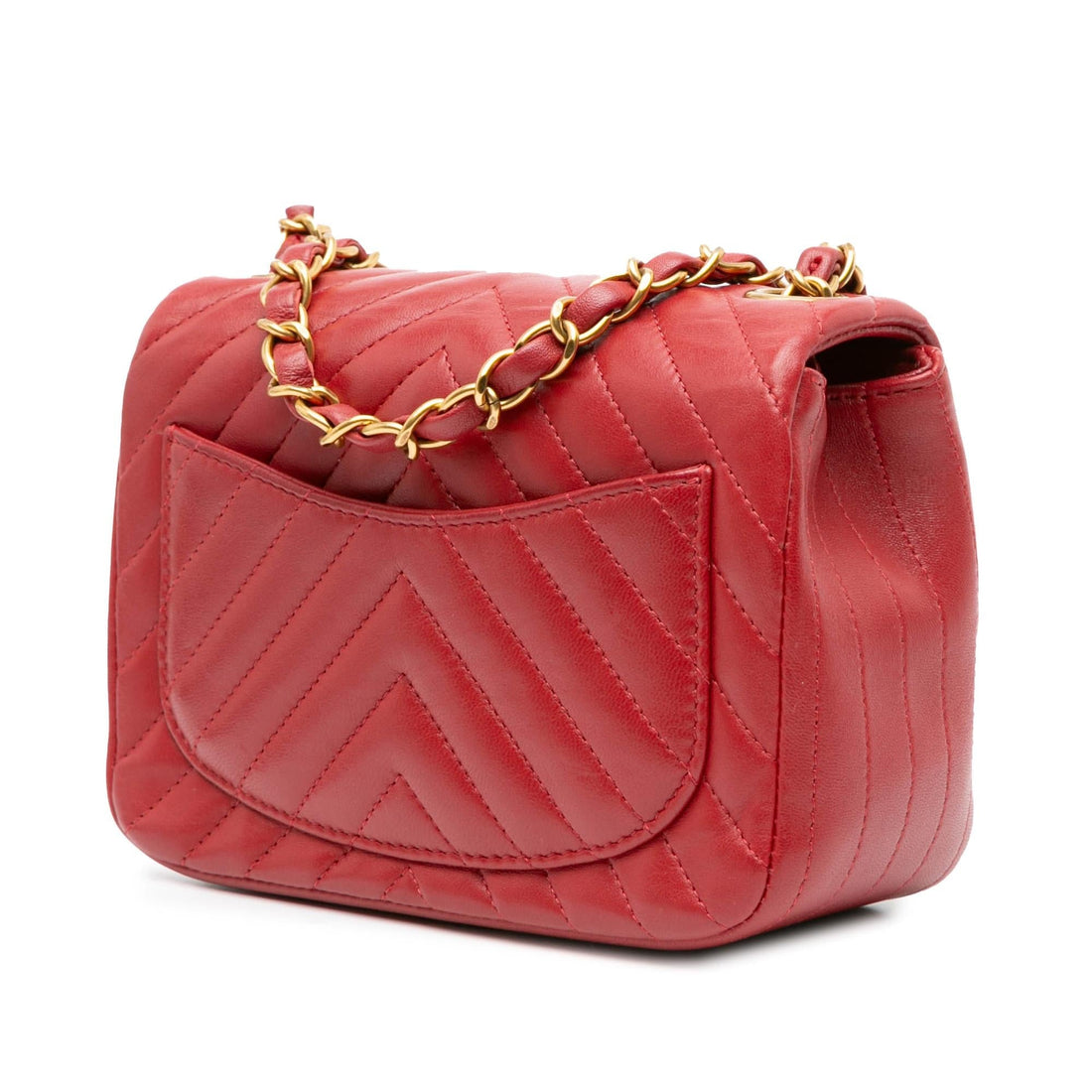 Top Quality Chanel Mini Square Classic Chevron Lambskin Single Flap (SHG-zw7AUf)