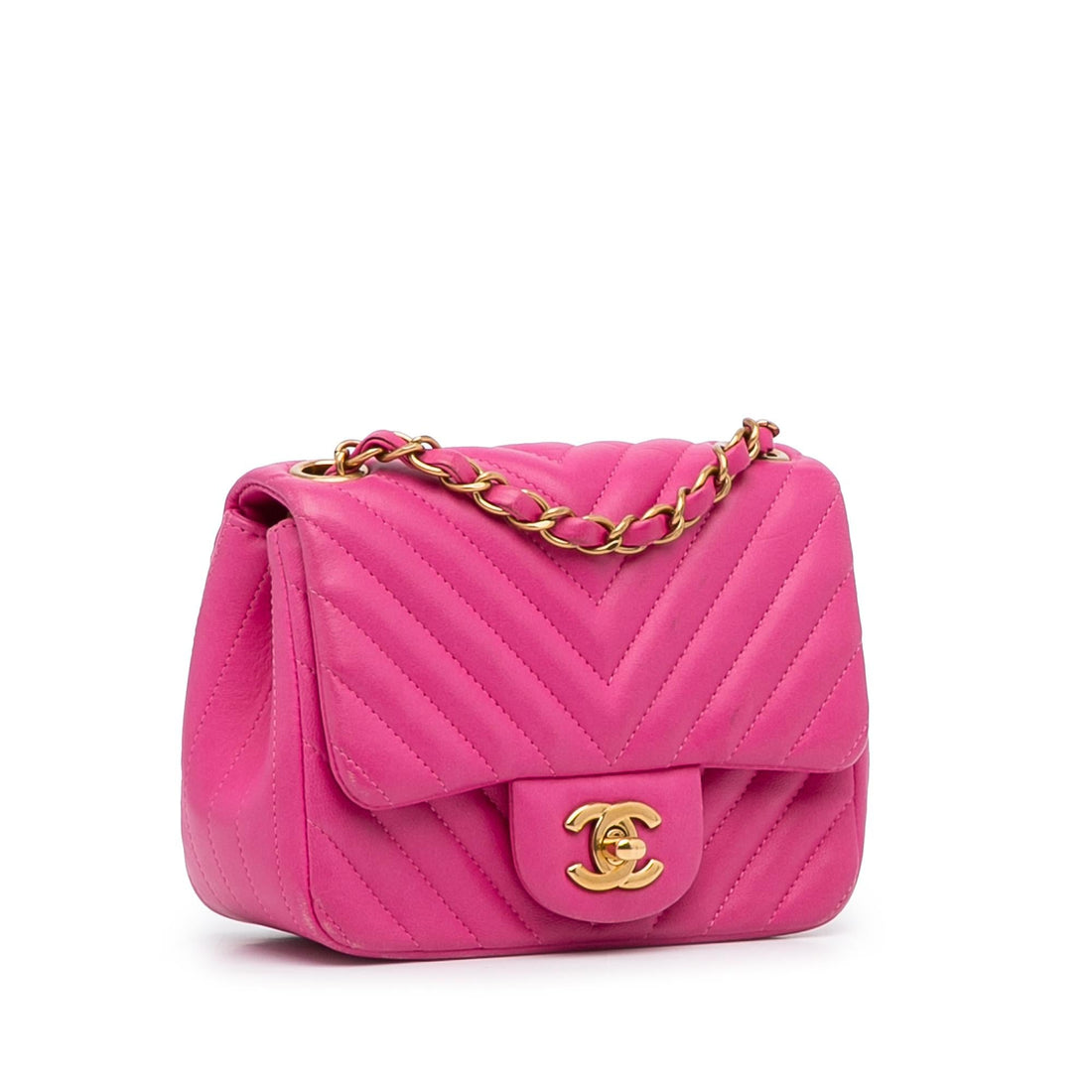 Top Quality Chanel Mini Square Classic Lambskin Chevron Flap (SHG-dOMEPo)