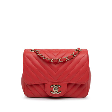 Top Quality Chanel Mini Square Classic Lambskin Chevron Flap (SHG-HJTI2E)