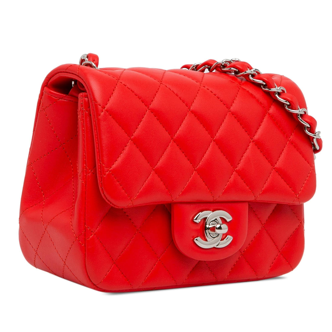Top Quality Chanel Mini Square Classic Lambskin Single Flap (SHG-FLXdst)