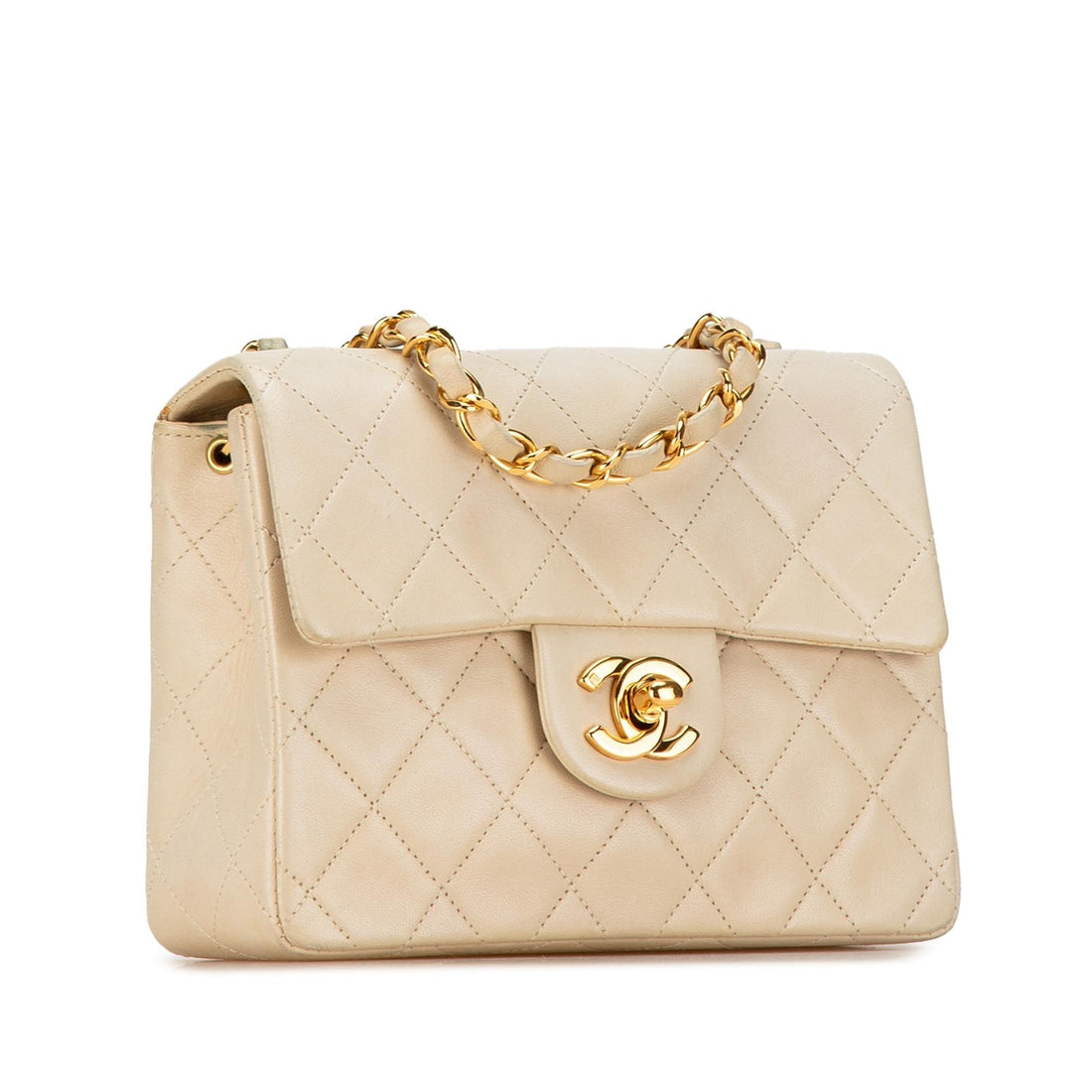 Top Quality Chanel Mini Square Classic Lambskin Single Flap (SHG-bqoEbP)