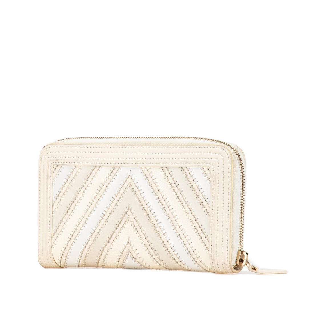 Top Quality Chanel Mixed Leather Chevron Boy Zip Around Wallet (SHG-QO5G3I)